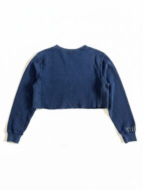 AllSaints Cropped Navarre Navy Scoop Crewneck Sweater